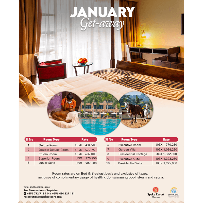 Speke Resort Munyonyo - offers - Januaru getaway 2023